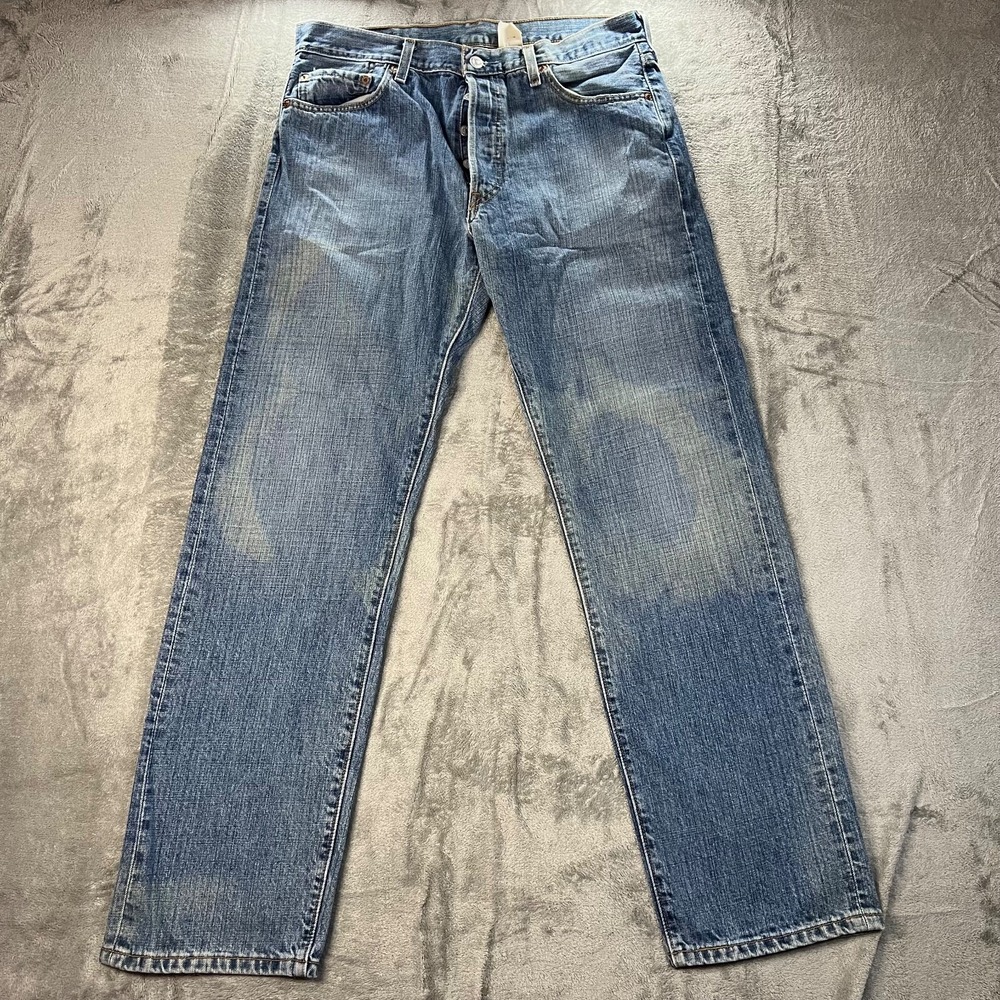 Vintage Levis 501 Jeans Mens 32x32 Blue Distressed Fading Western Button Fly USA